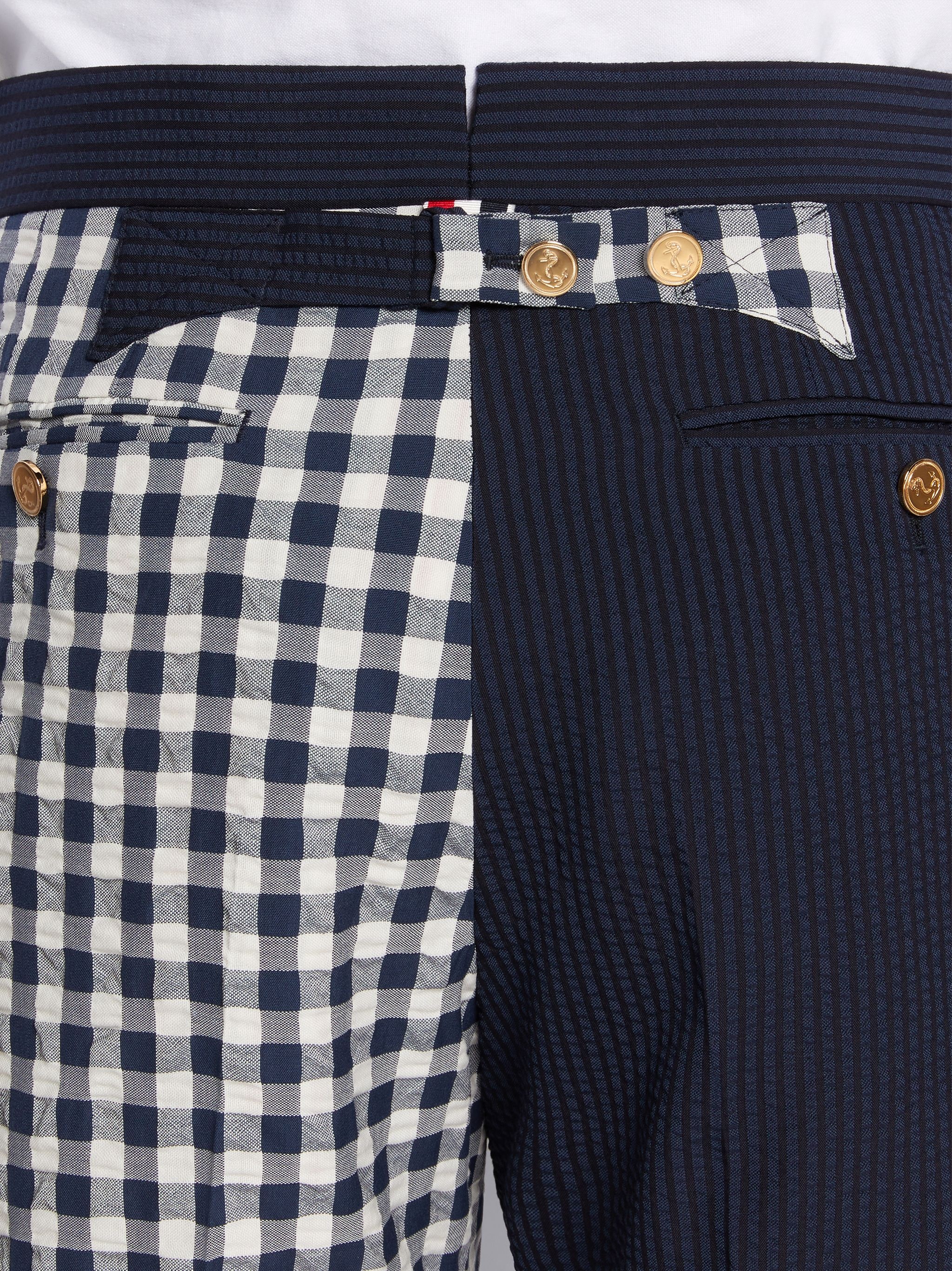 Navy Fun-Mix Wool Seersucker Classic Backstrap Short - 6