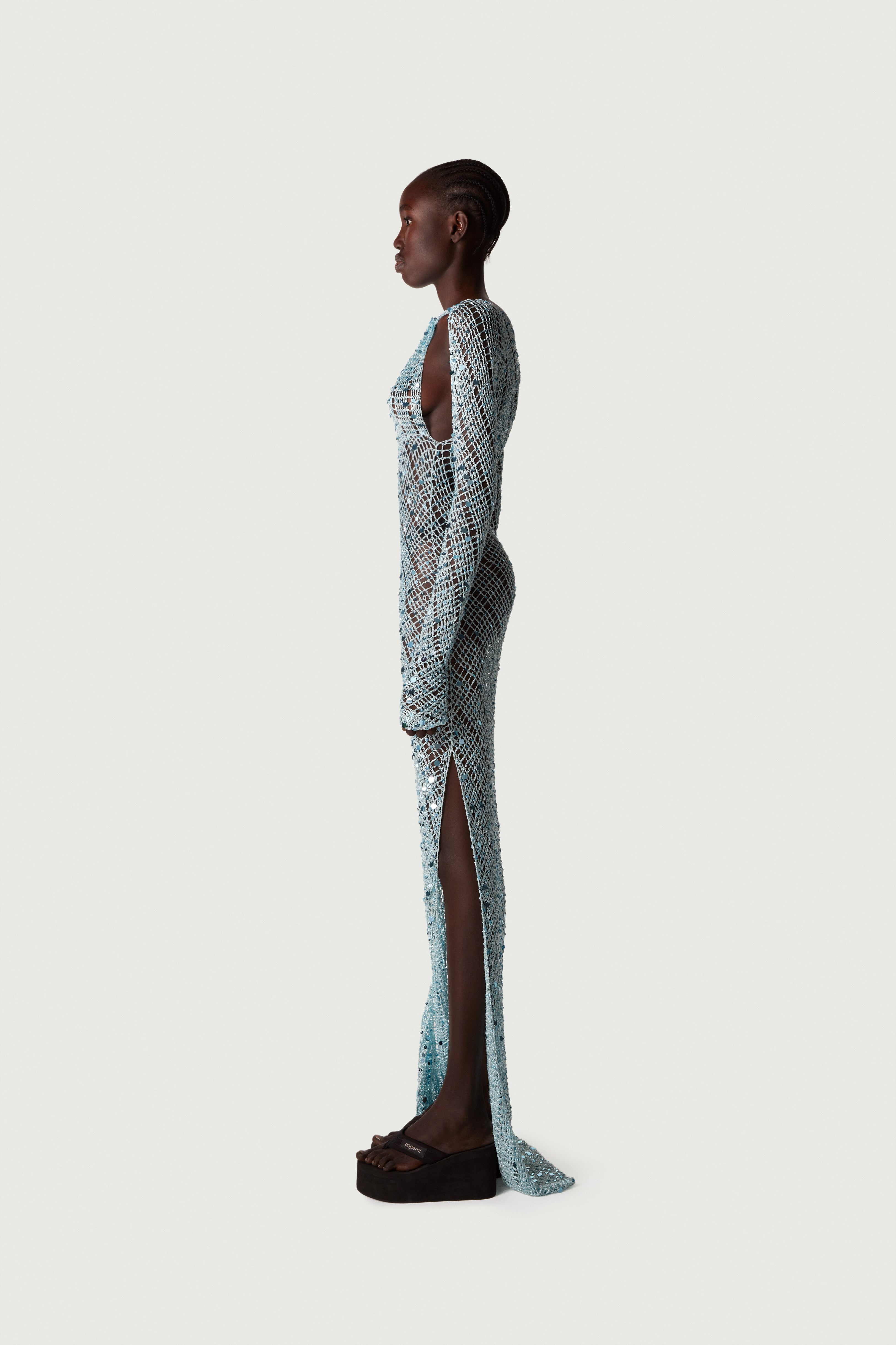 Sequin Crochet Cut-Out Maxi Dress - 3