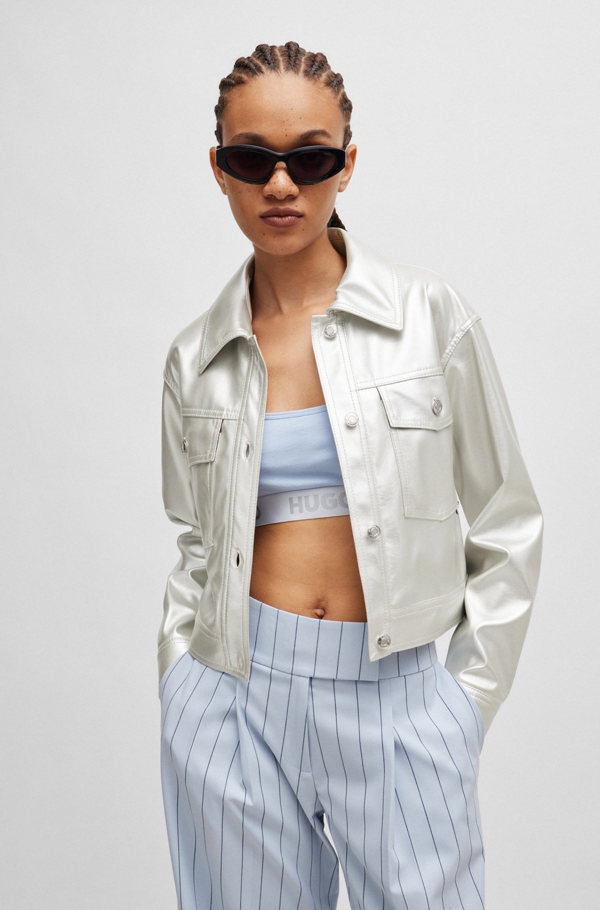 RELAXED-FIT JACKET IN METALLIC FAUX LEATHER - 2