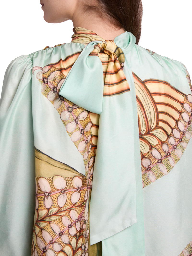 Women's Anna Zemankova Ornament Printed Silk Blouse - Water Blossoms 6