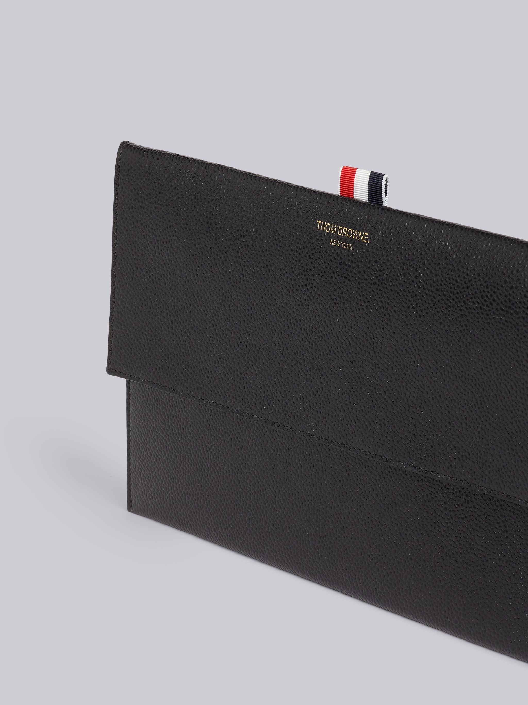 Black Pebbled Calfskin Flap Folio - 2