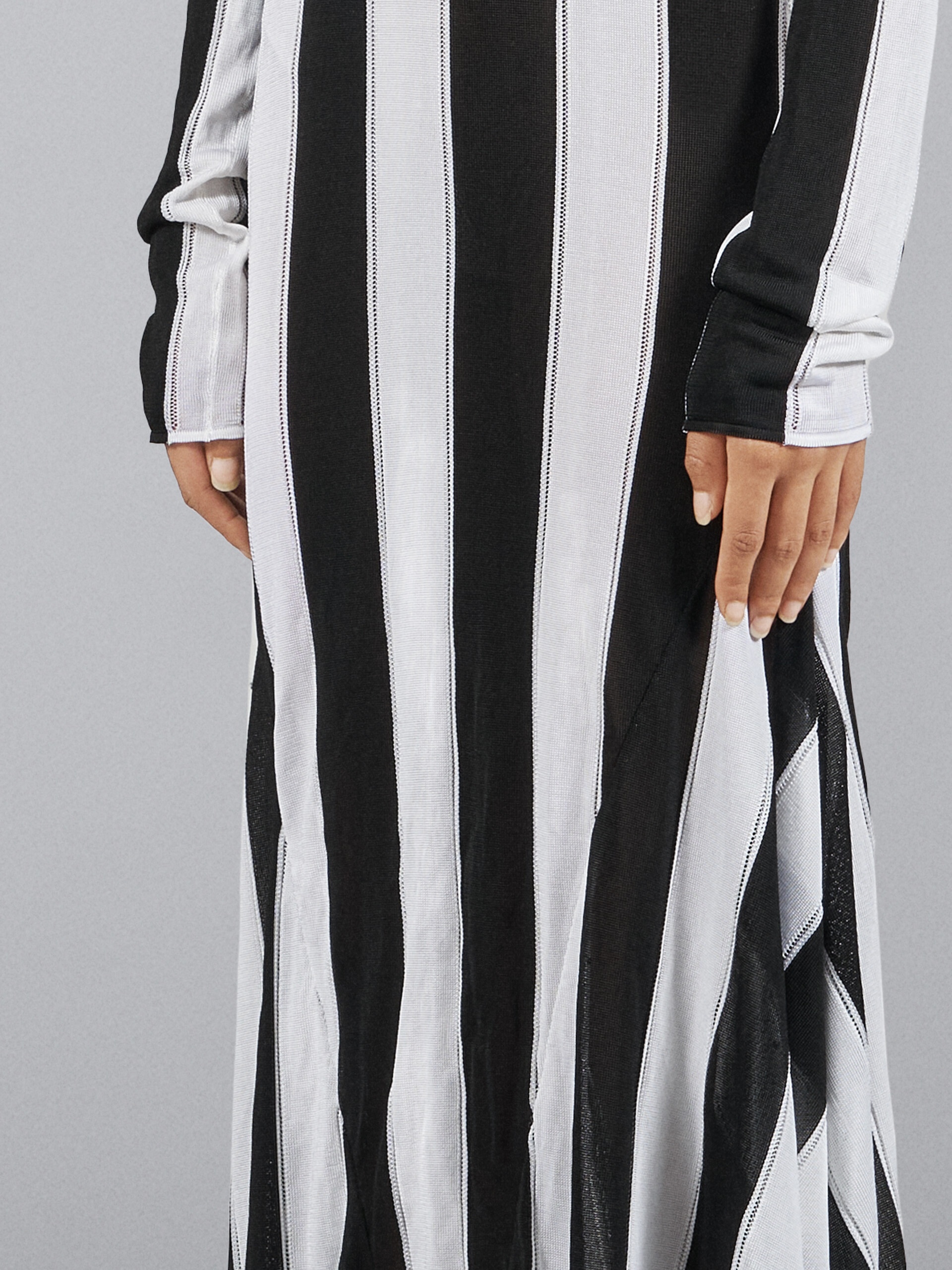 STRIPED KNIT VISCOSE LONG DRESS - 4