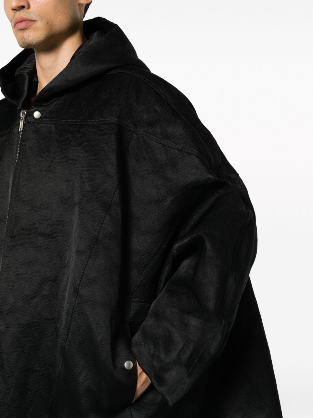 zip-up textured hooded coat - 5