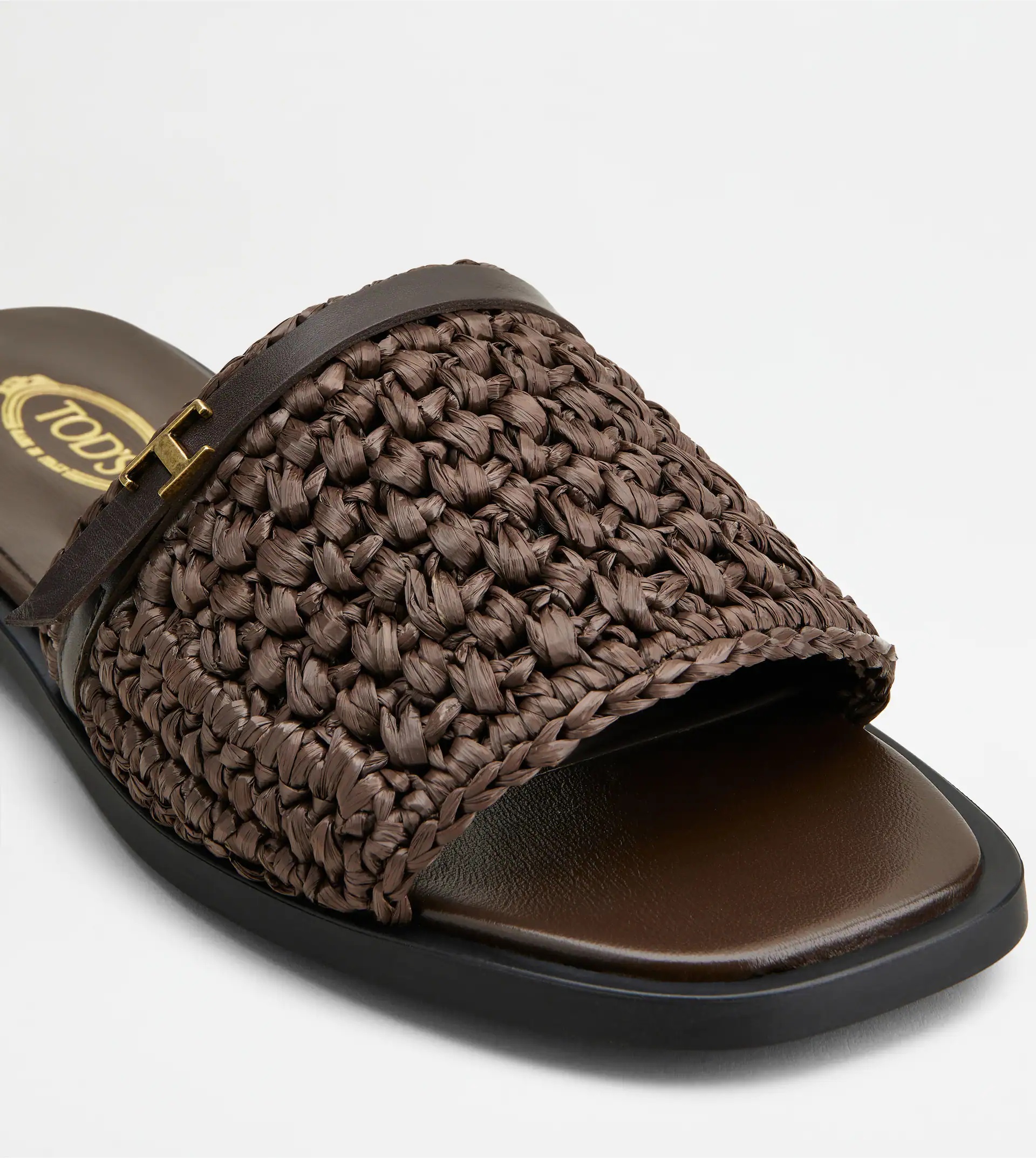 SANDALS IN RAFFIA AND LEATHER - BROWN - 4