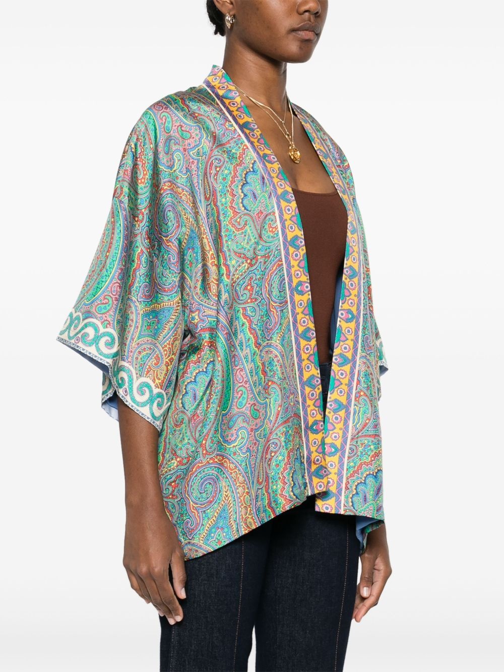 paisley-print open-front jacket - 3