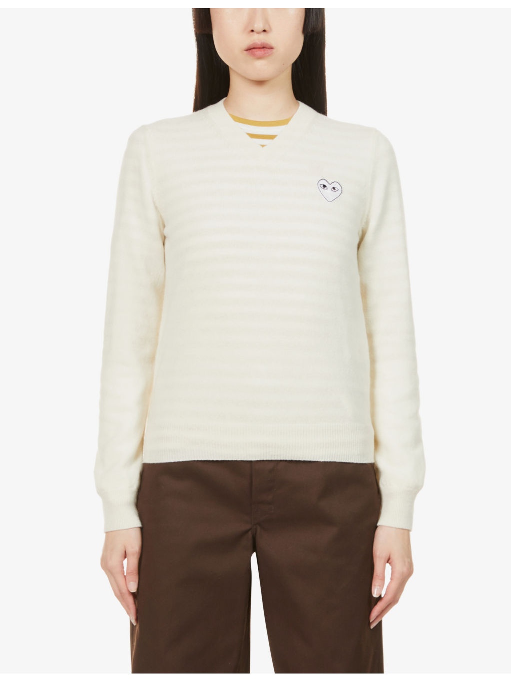 Heart-embroidered wool jumper - 3