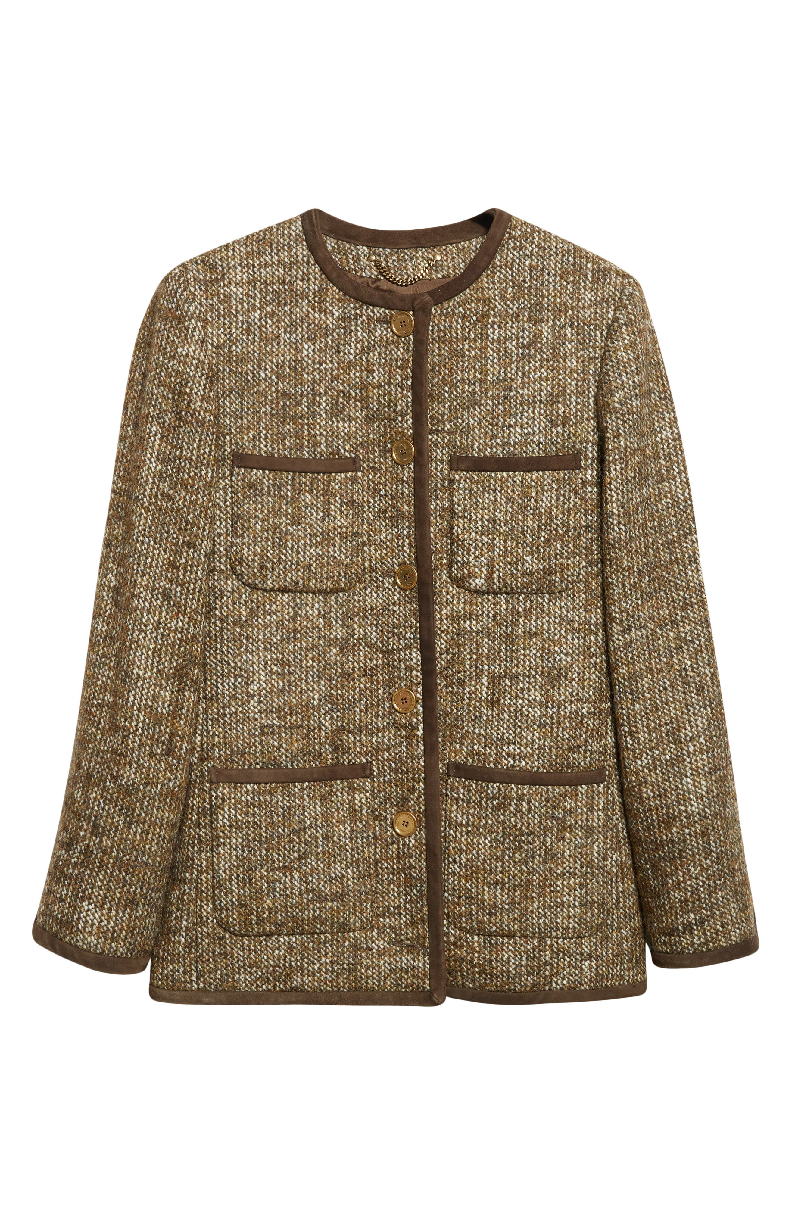 Golden Goose Journey Boxy Tweed Jacket in Turkish Coffee at Nordstrom - 7
