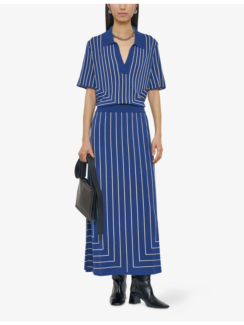 Geometric-Pattern Mid-Waist Viscose, Silk and Cotton-Blend Midi Skirt - 2