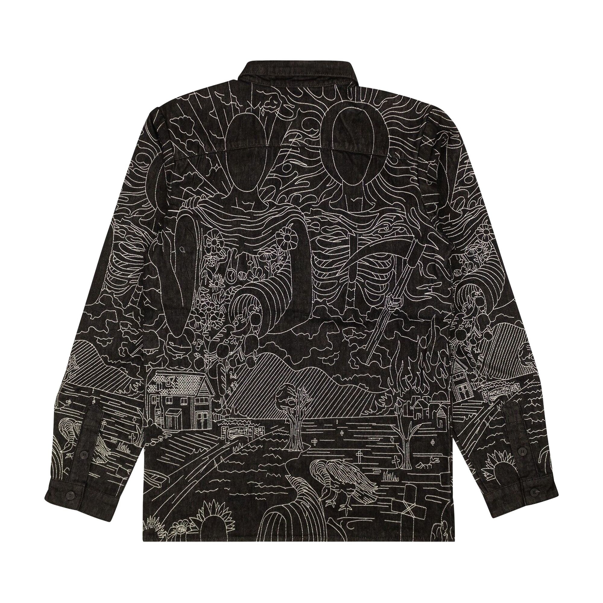 Who Decides War Embroidered Duality Button Up Shirt 'Black' - 2