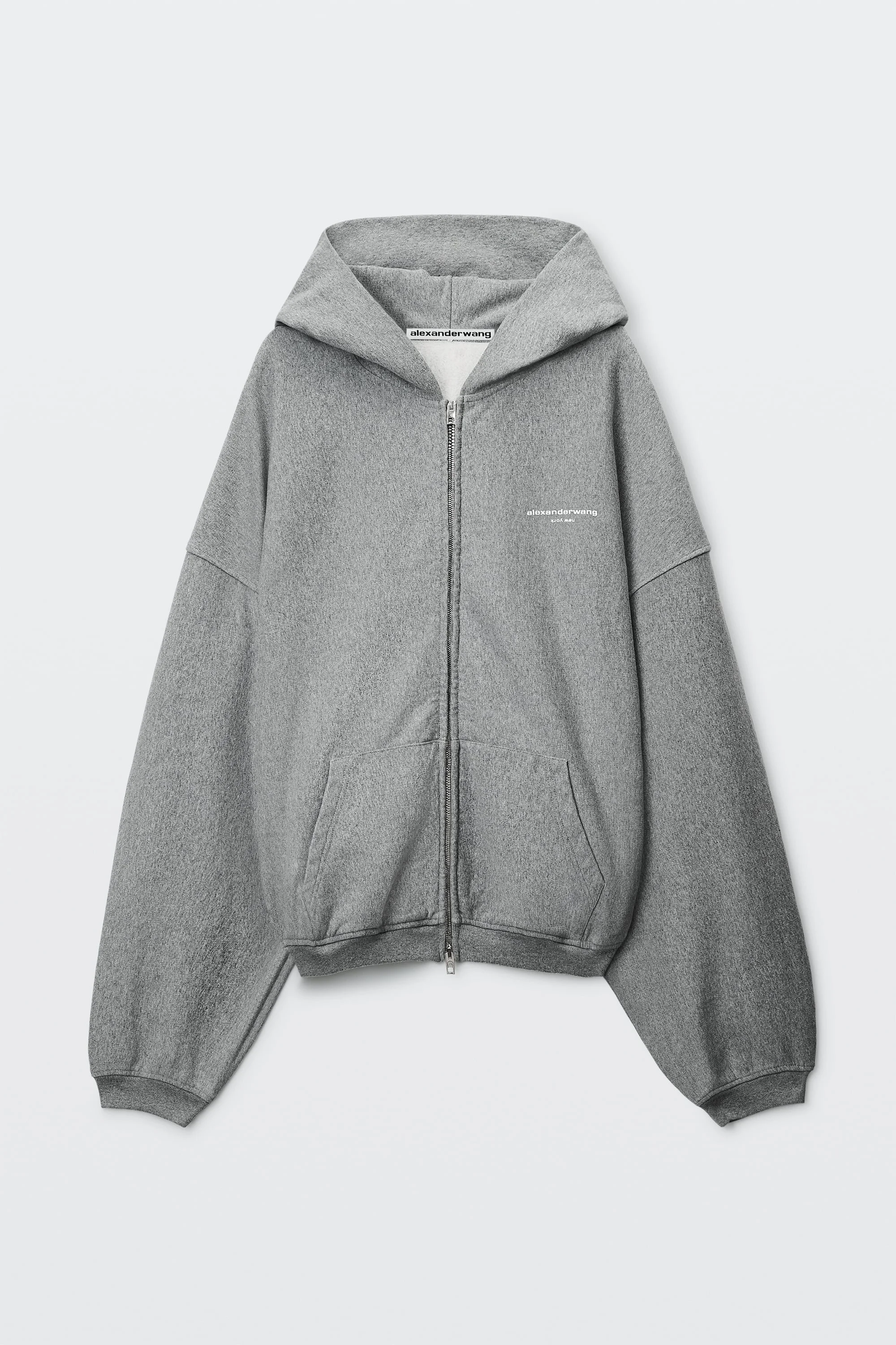 LOGO PRINT OVERSIZED ZIP-UP HOODIE - 1