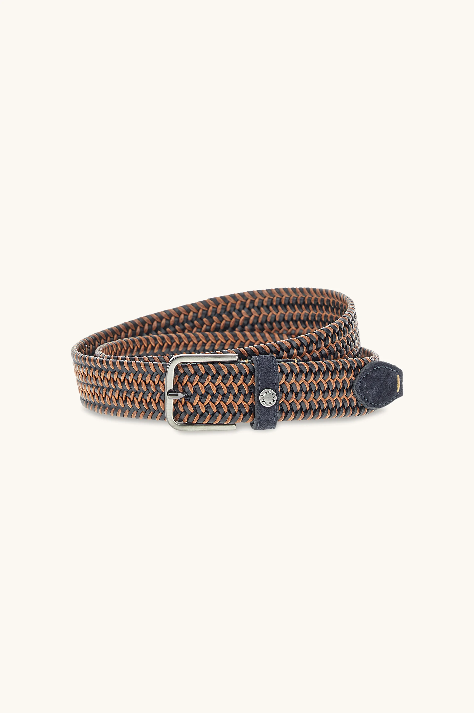 ELASTIC BRAIDED LEATHER BELT WITH SUEDE FINISHES - 1