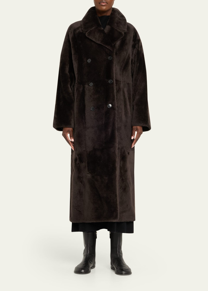 Yves Salomon Lacon Double-Breasted Shearling Coat outlook