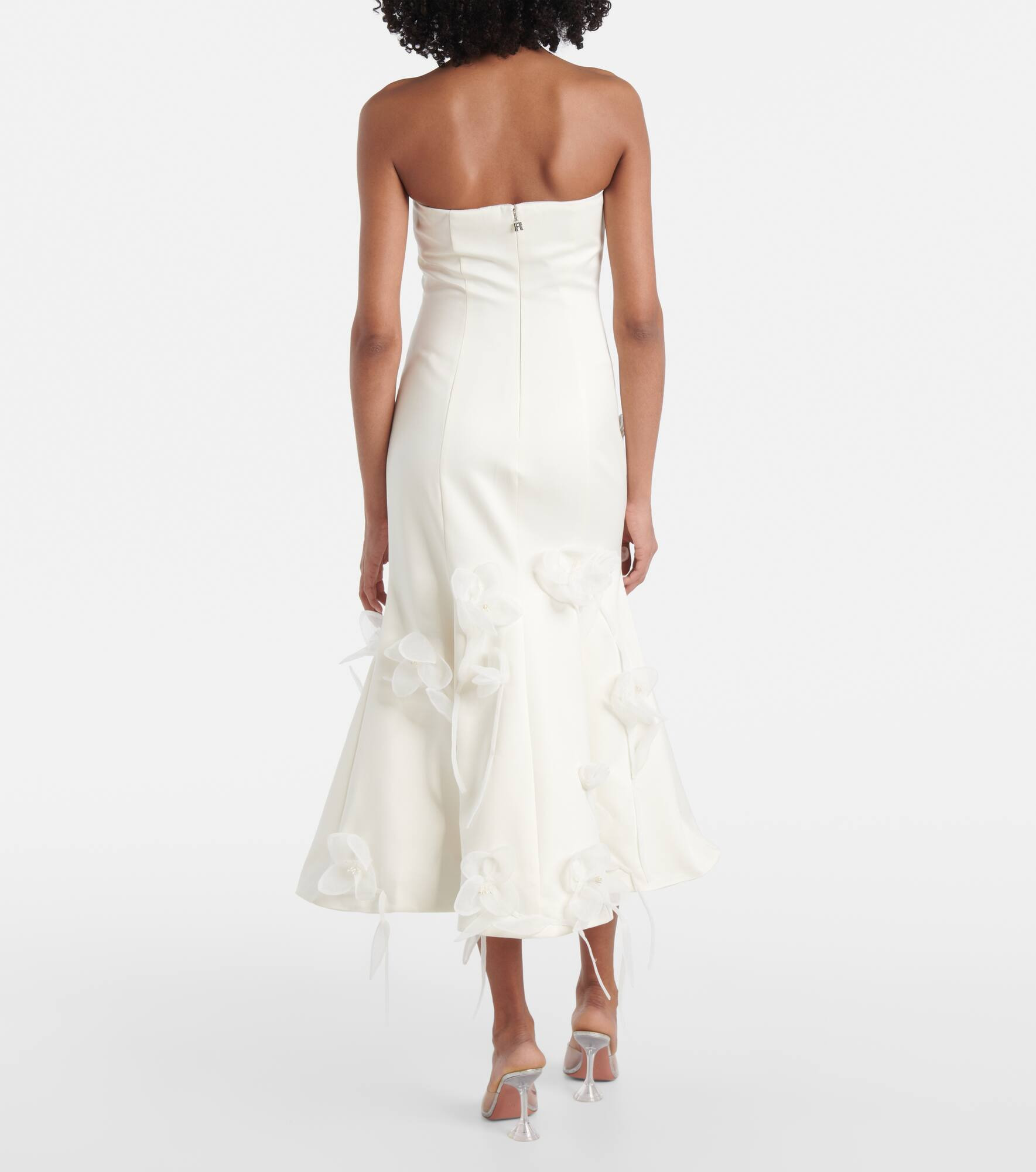 Bridal floral-appliqué midi dress - 3
