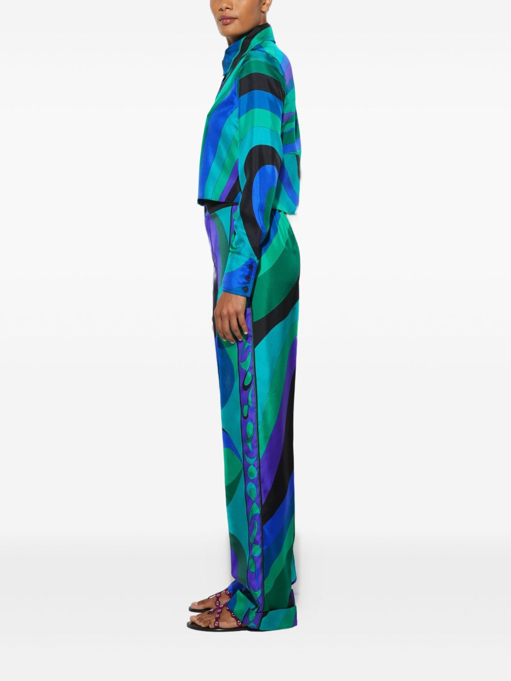 Pesci-patterned wide-leg trousers - 3