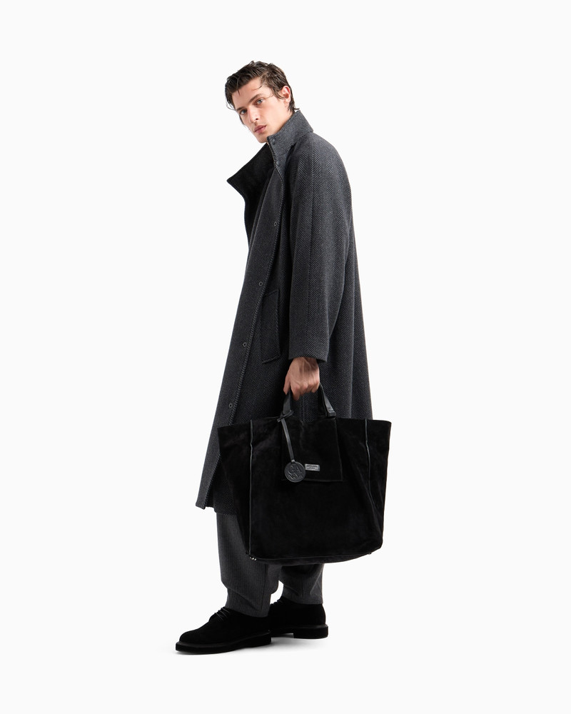 Suede and leather shopper bag 6