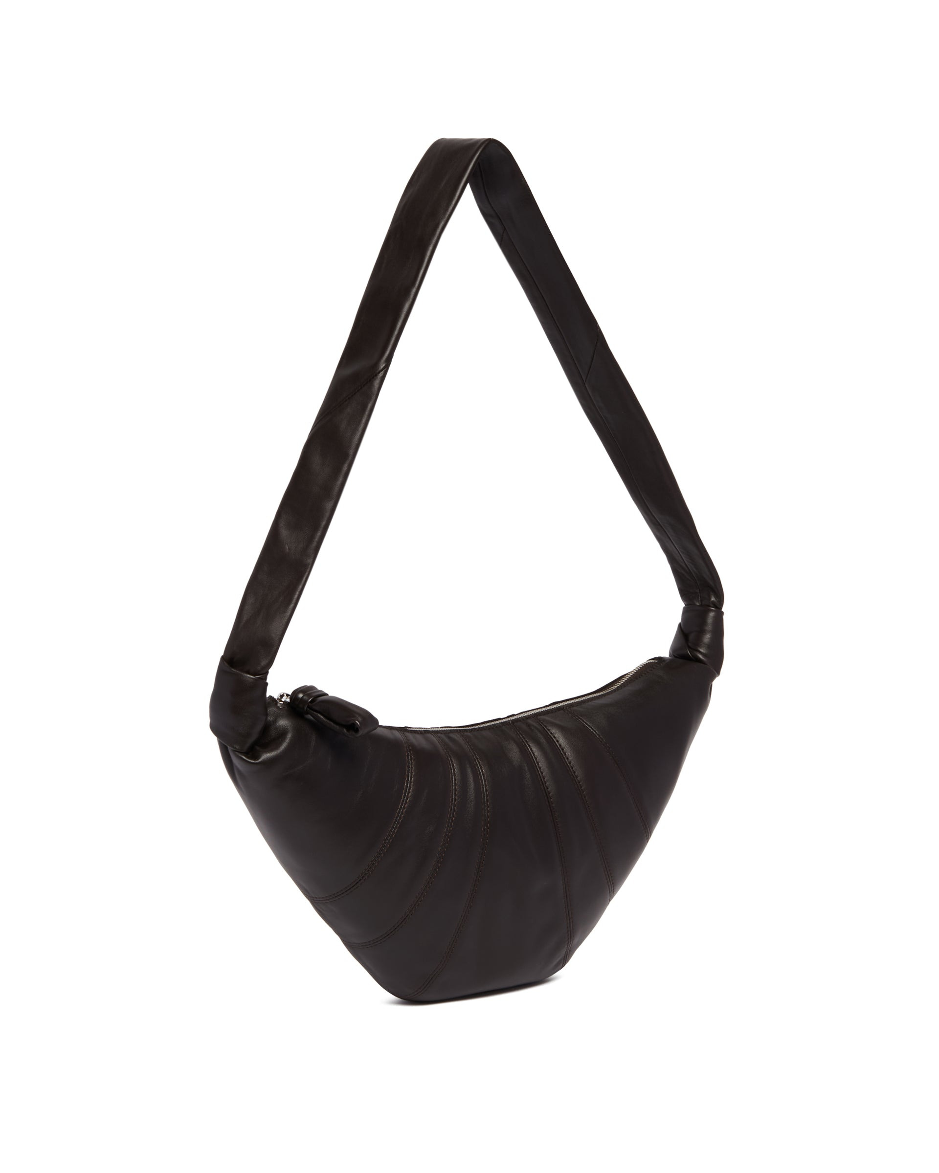 Brown Medium Leather Croissant Bag - 5