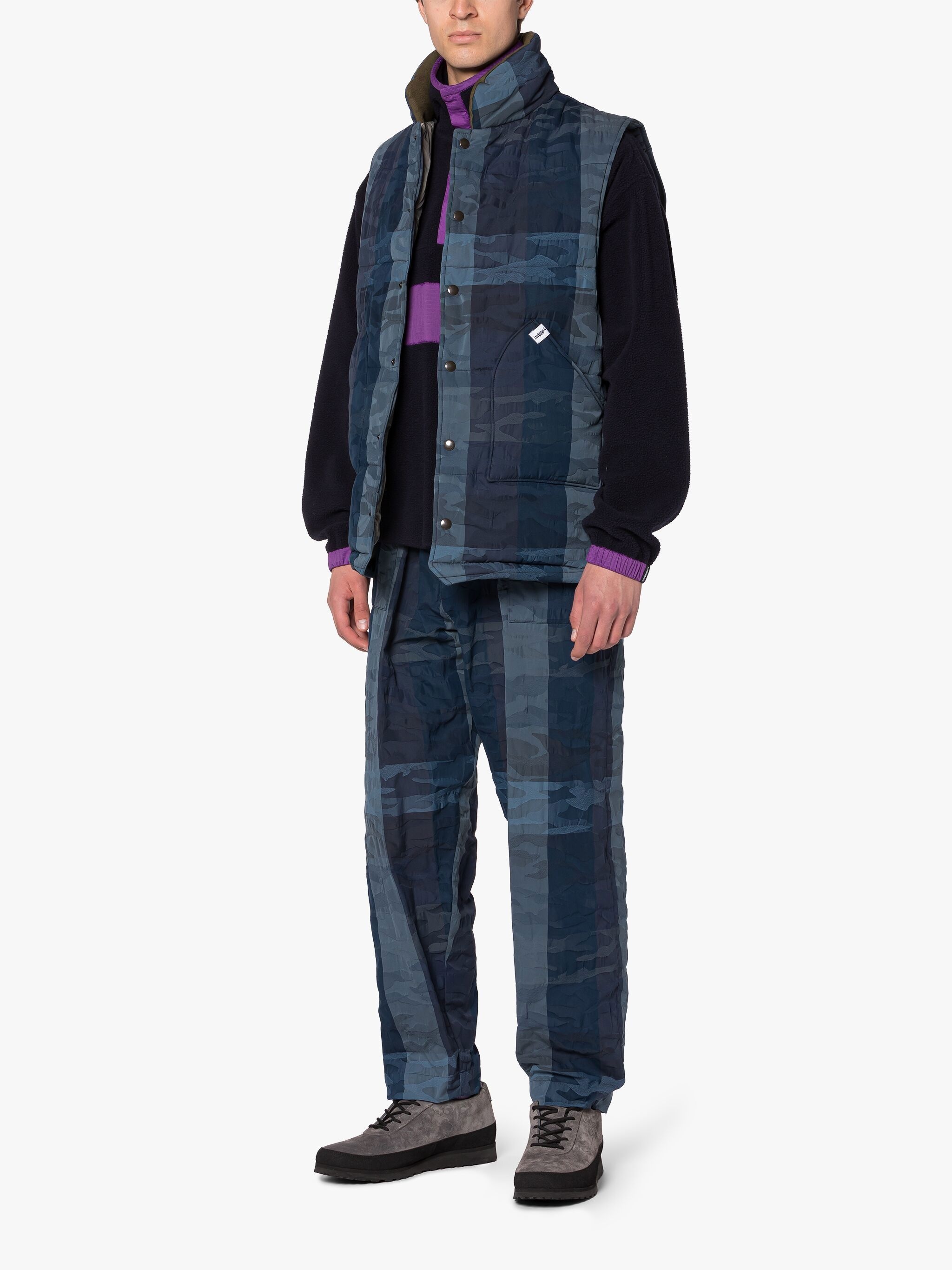 OSAKA NAVY CAMO COTTON & NYLON GILET - 4
