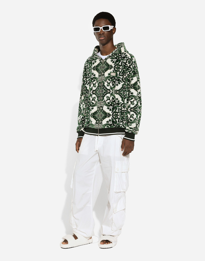 Dolce & Gabbana Zip-up hoodie with majolica print outlook