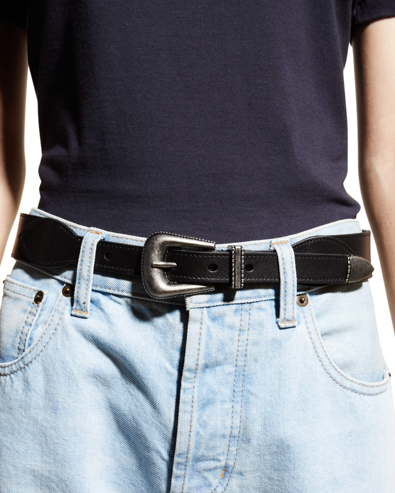 SAINT LAURENT Western Buckle Leather Belt outlook