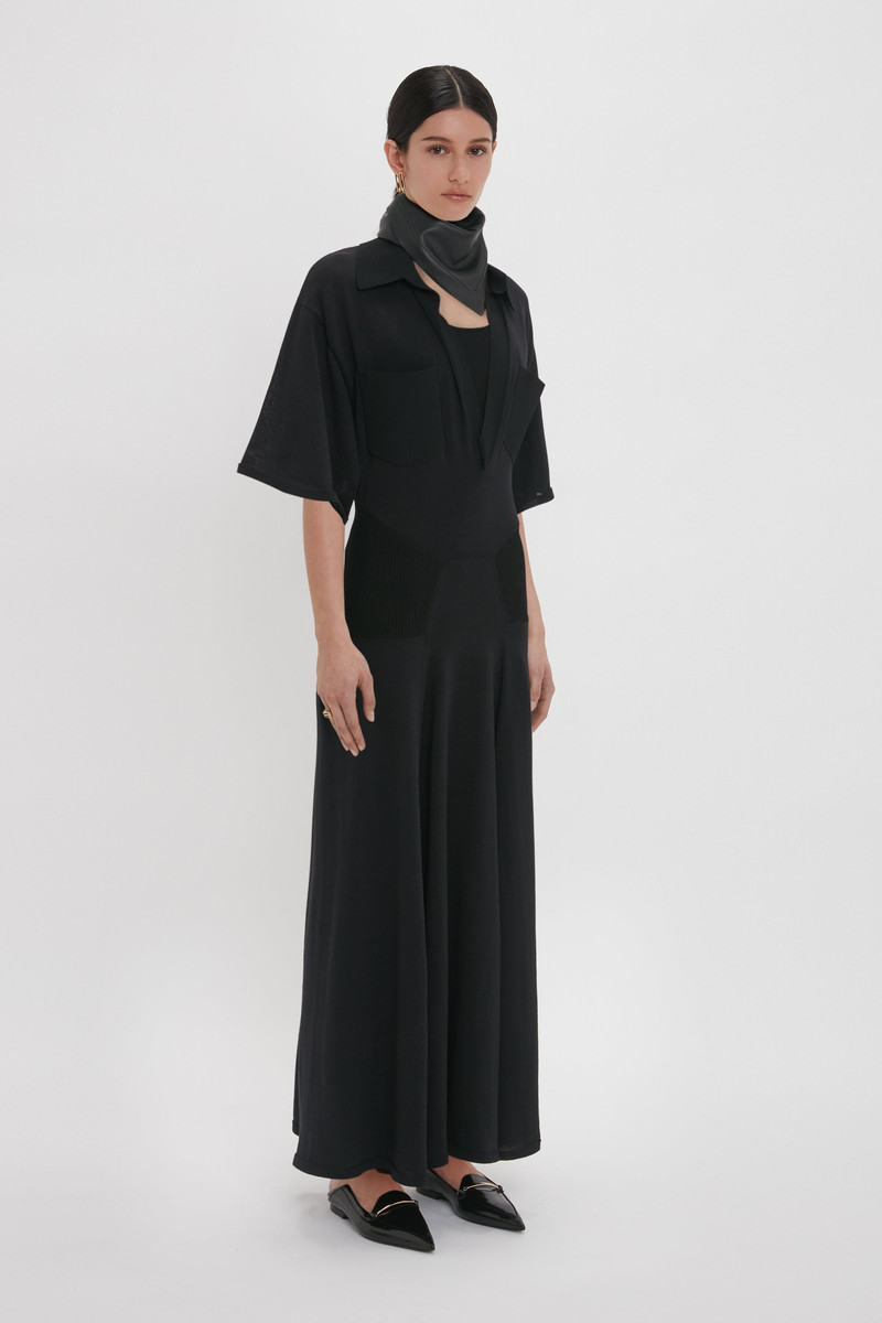 Panelled Knit Dress In Black 3