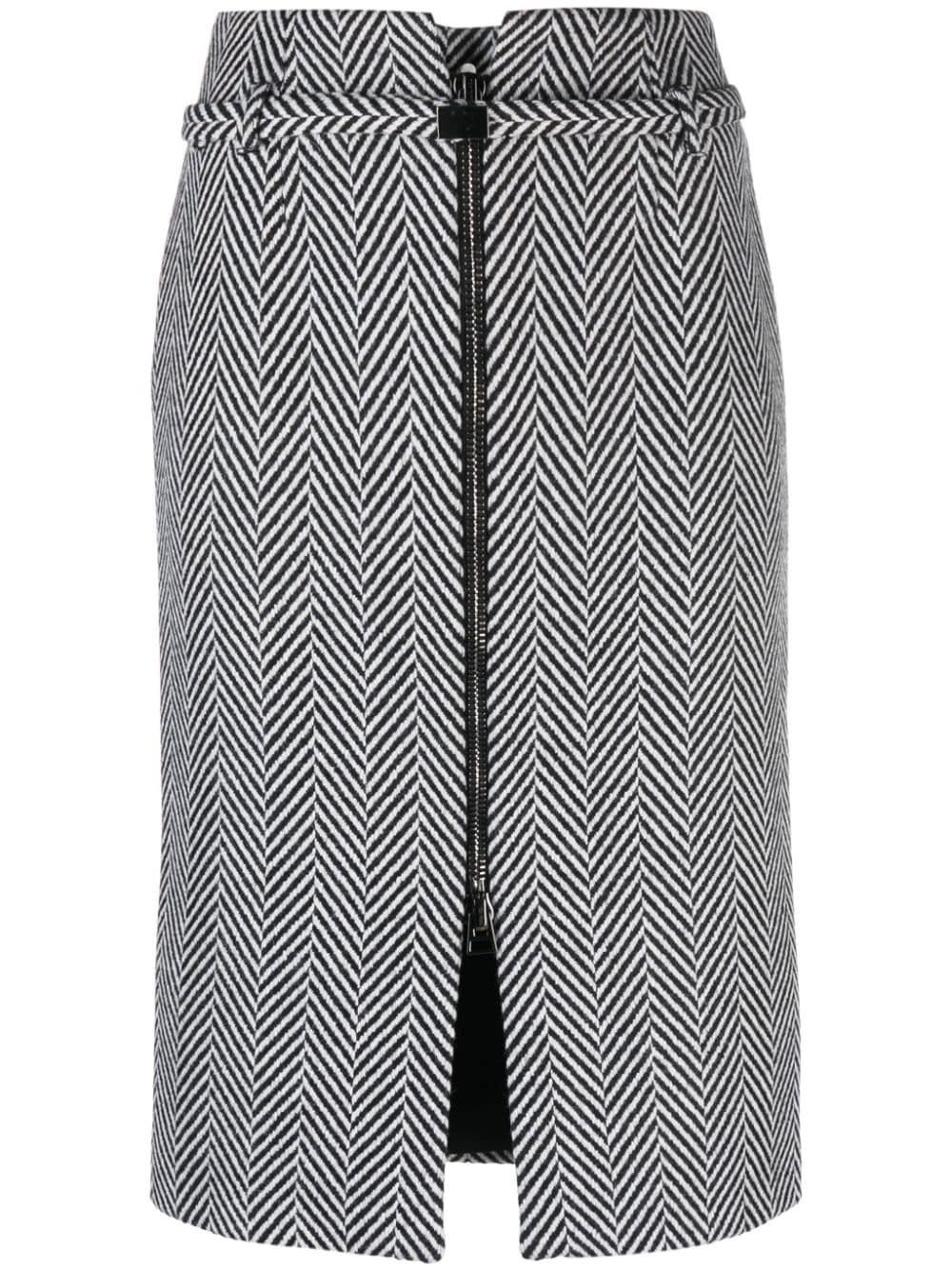 chevron-pattern midi pencil skirt - 1