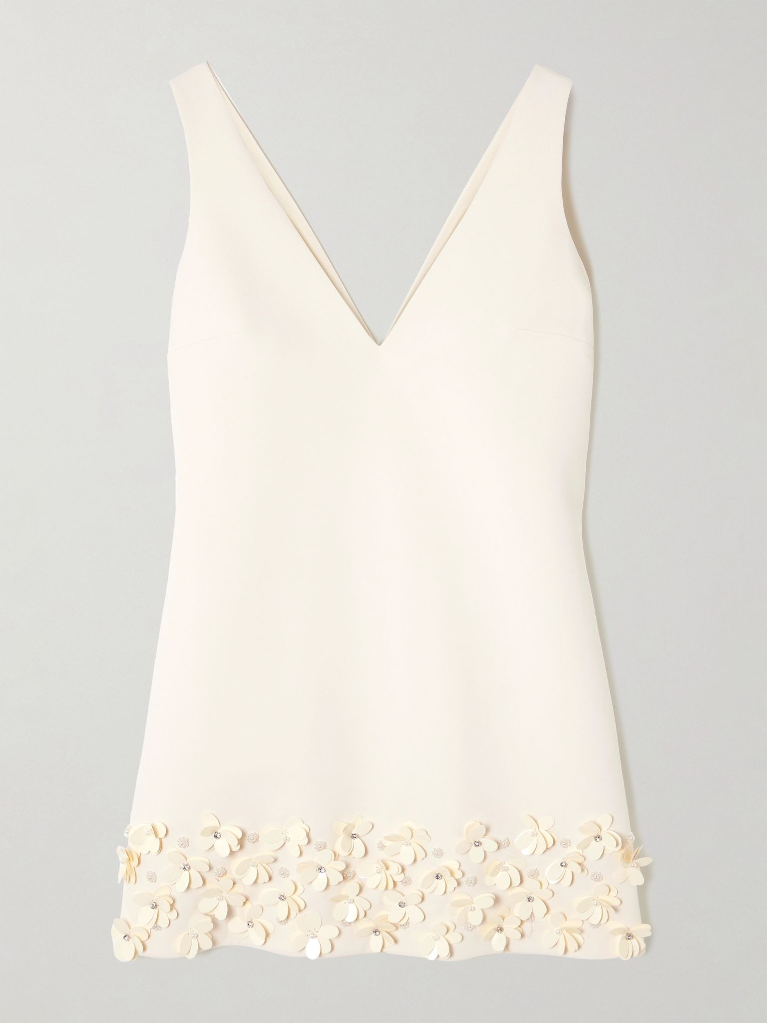 Embellished crepe mini dress Cream - 1