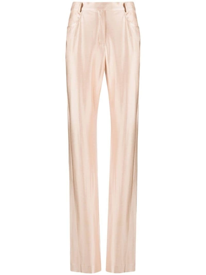 satin high-waisted trousers - 1