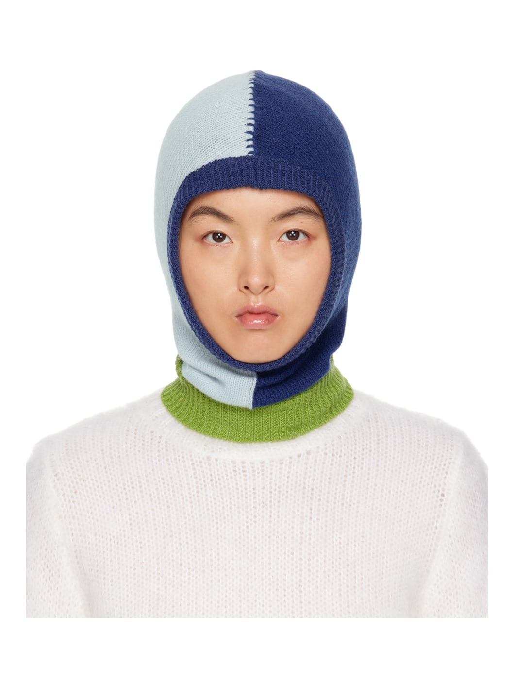 Blue & Green Colorblock Balaclava - 1