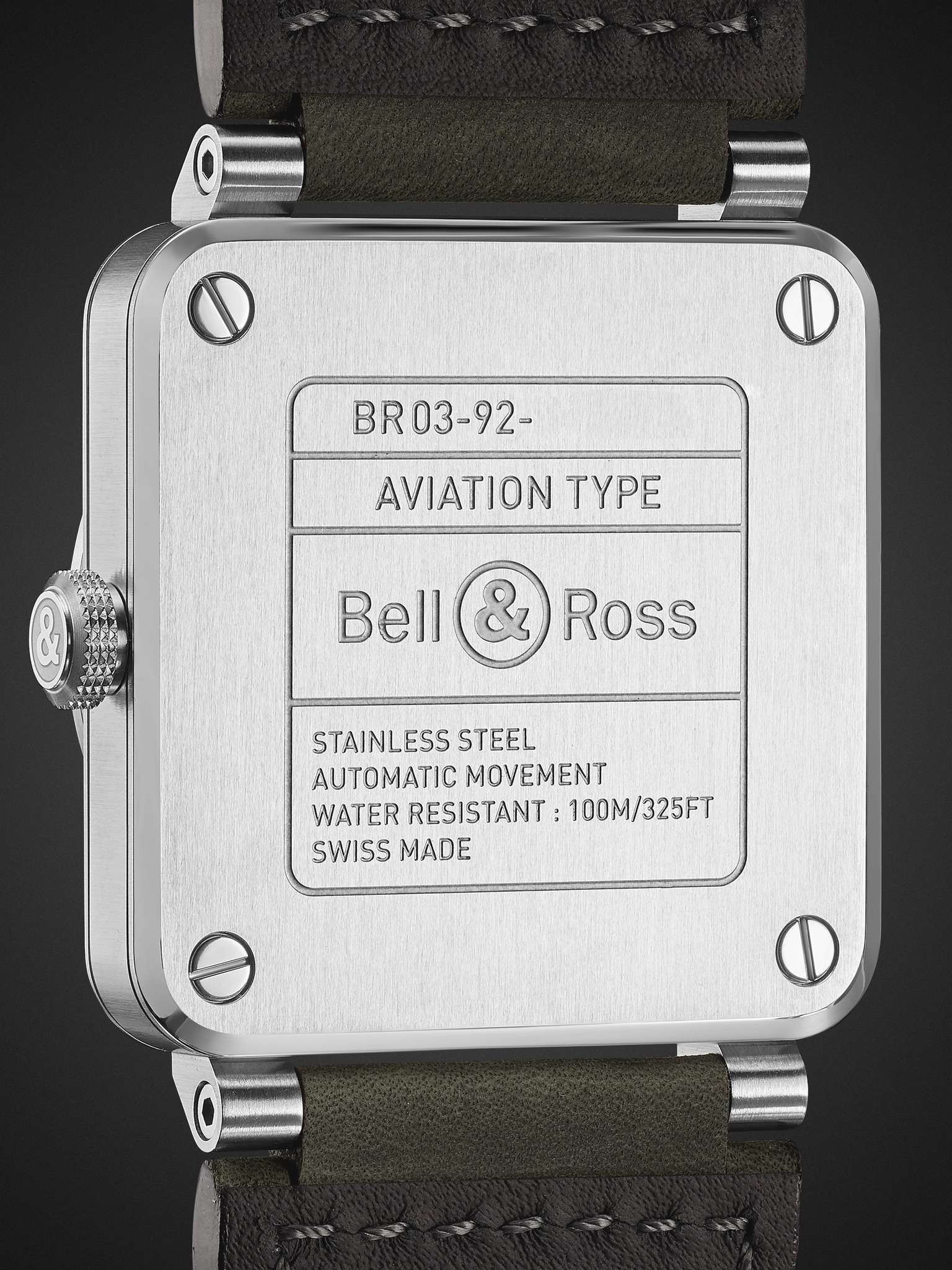 BR 03-92 Grey Lum Automatic 42mm Stainless Steel and Leather Watch, Ref. No. BR0392-GC3-ST/SCA - 4