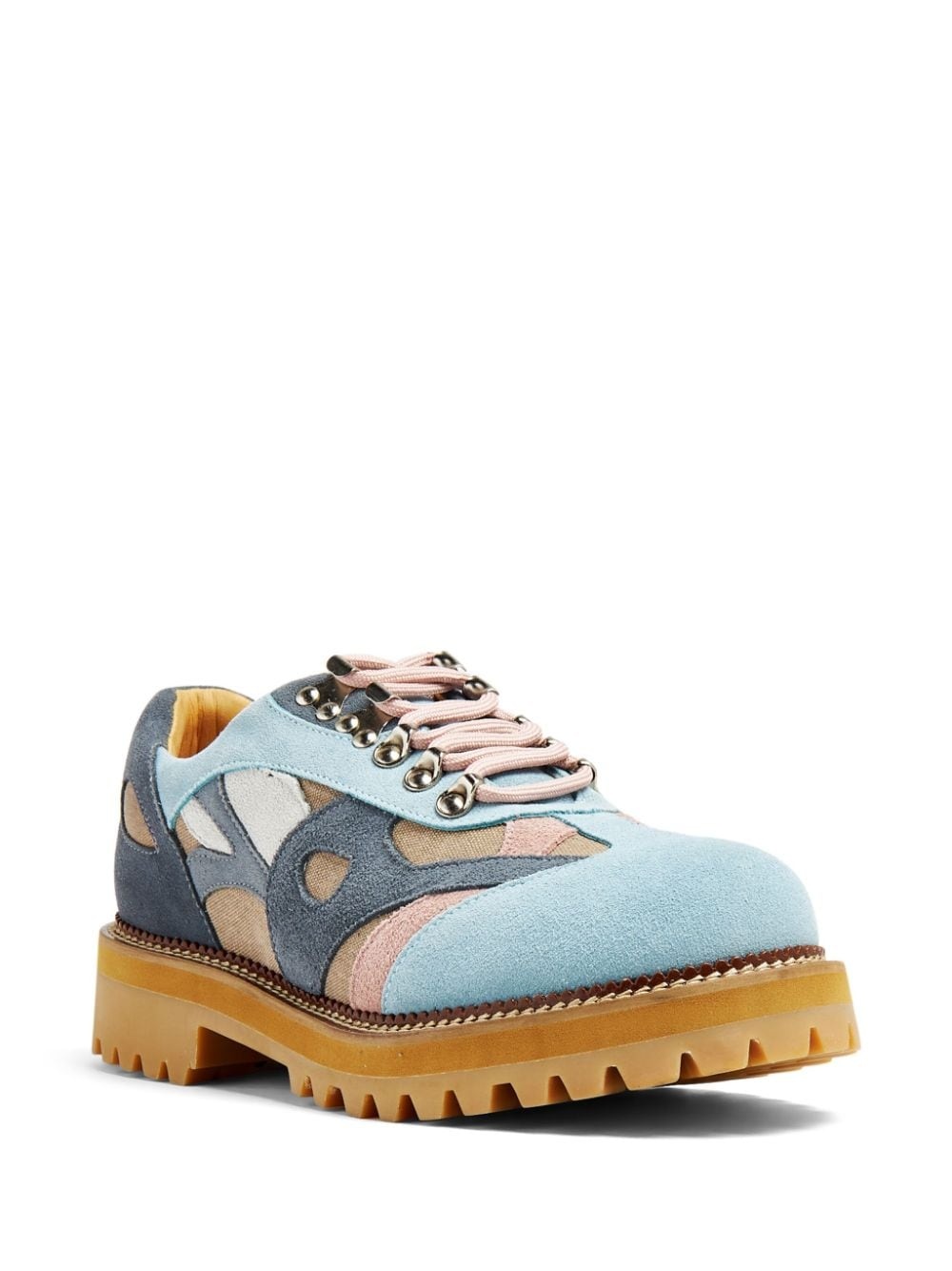 panelled suede lace-up shoes - 2