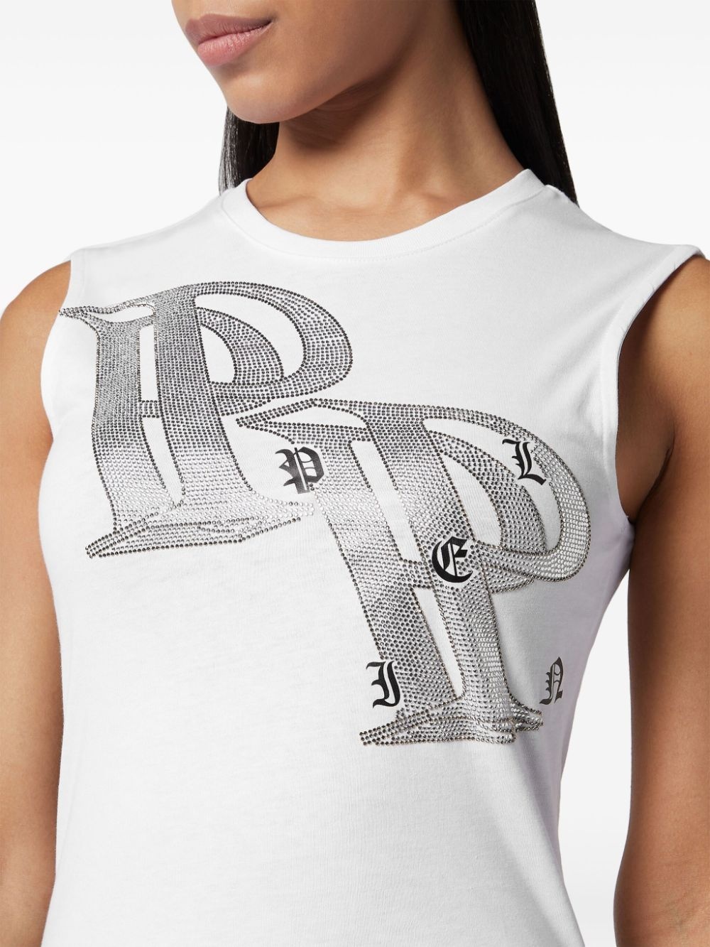 crystal-embellished logo-print tank top - 3