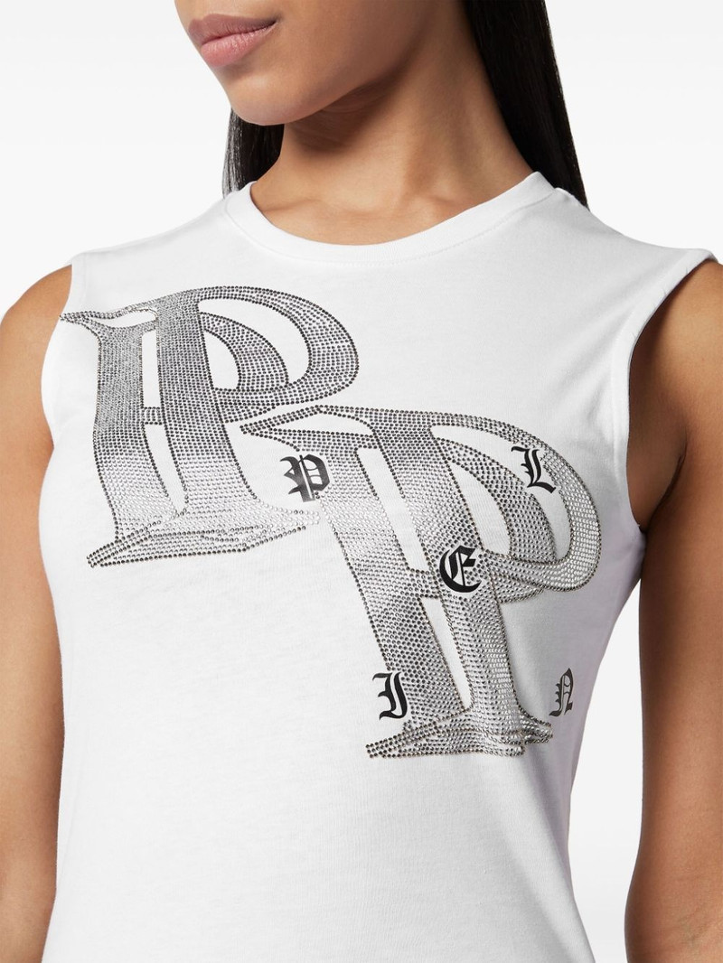crystal-embellished logo-print tank top 3