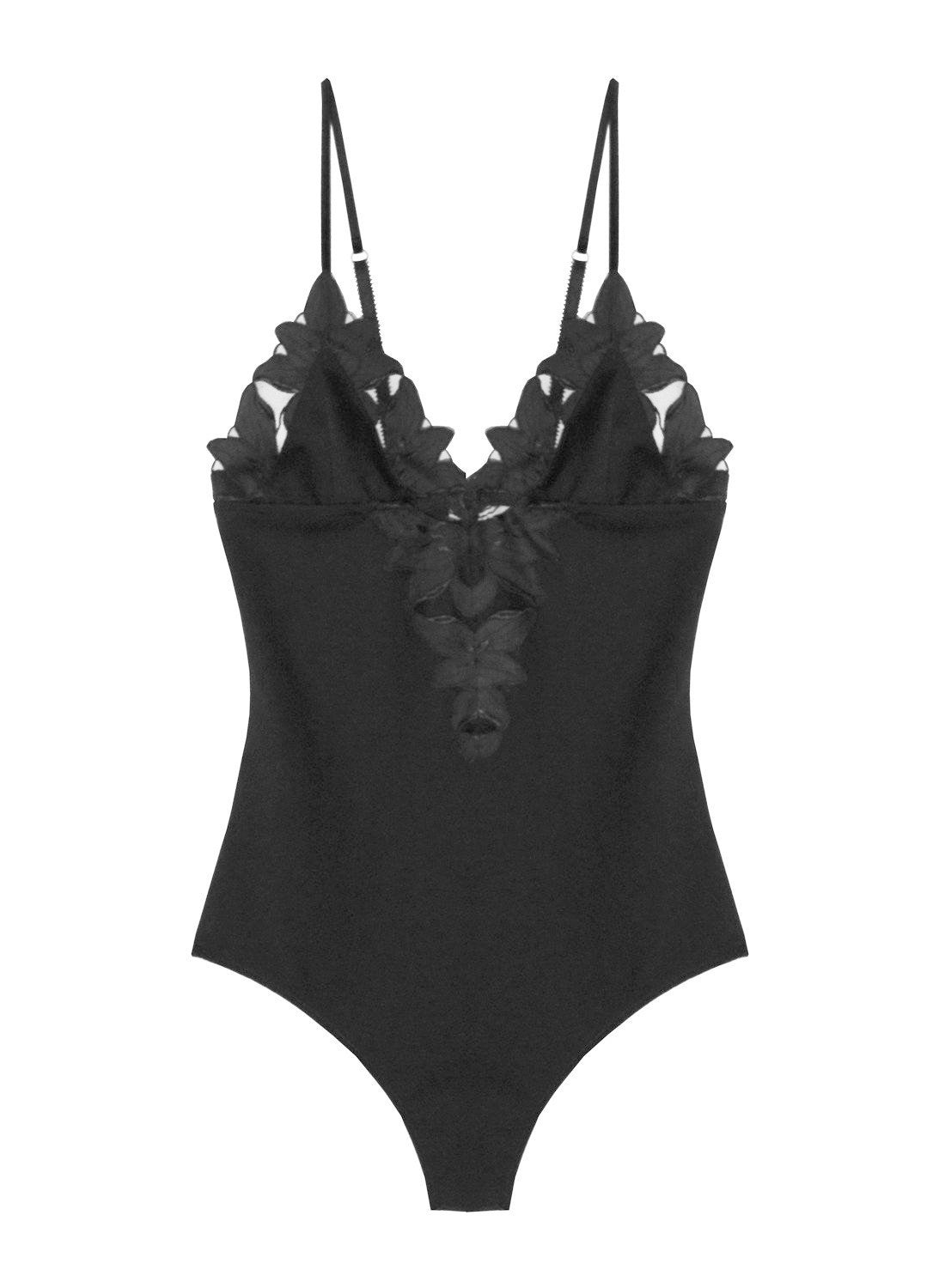 Lily Embroidery V-Neck Plunge Bodysuit - 4