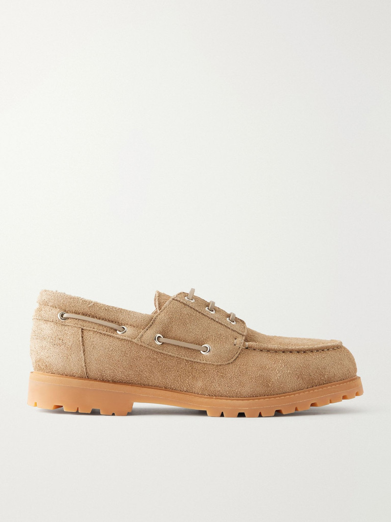 Lace-Up Boat Suede Shoes Taupe 1