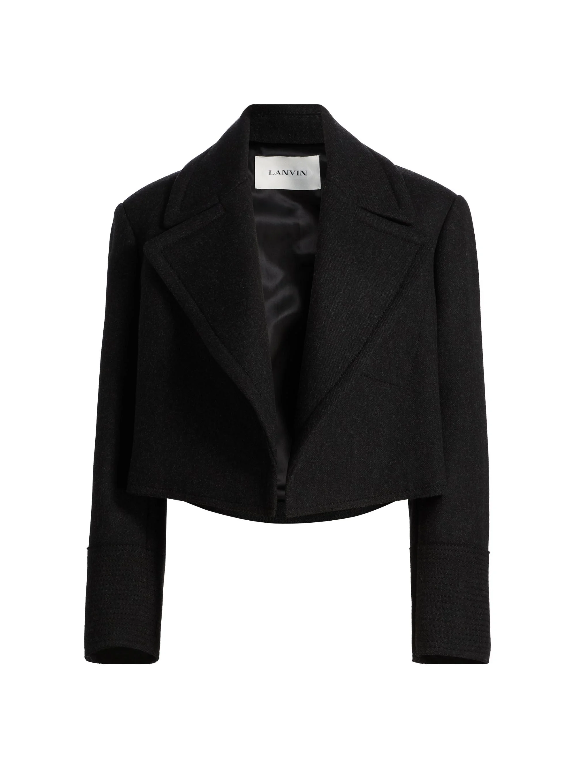 Women's Cropped Wool Peacoat - Anthracite - 1