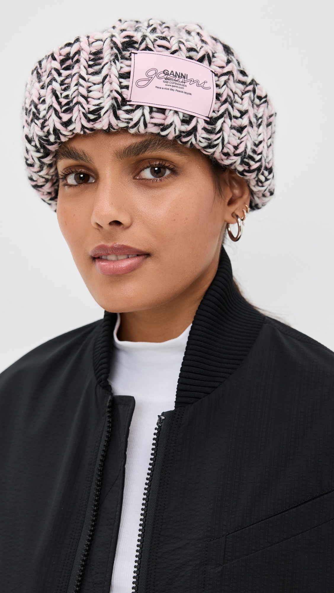 GANNI Graphic Wool Handknit Beanie | shopbop | REVERSIBLE