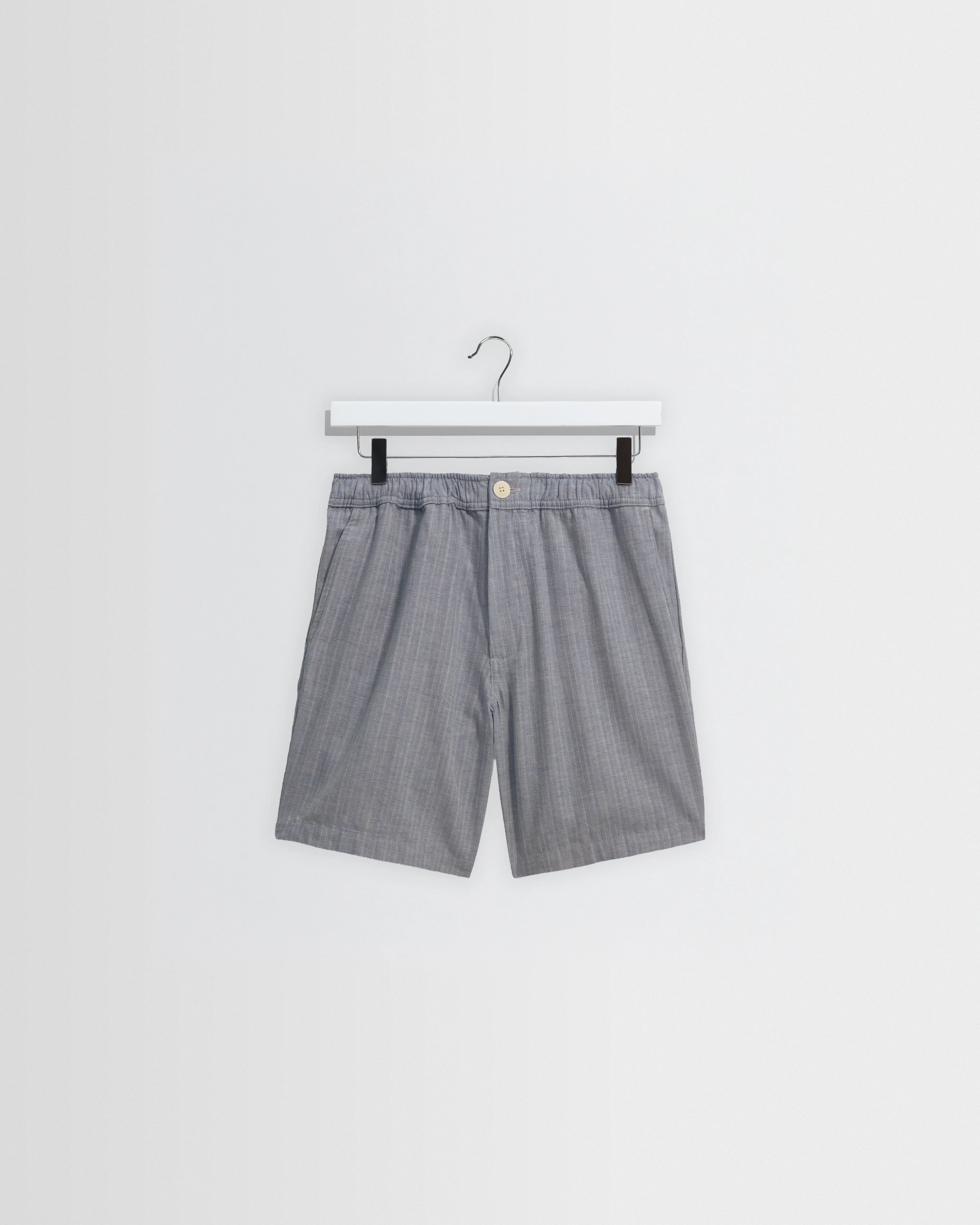 Kurt - Light Blue Herringbone Cotton Shorts - 1