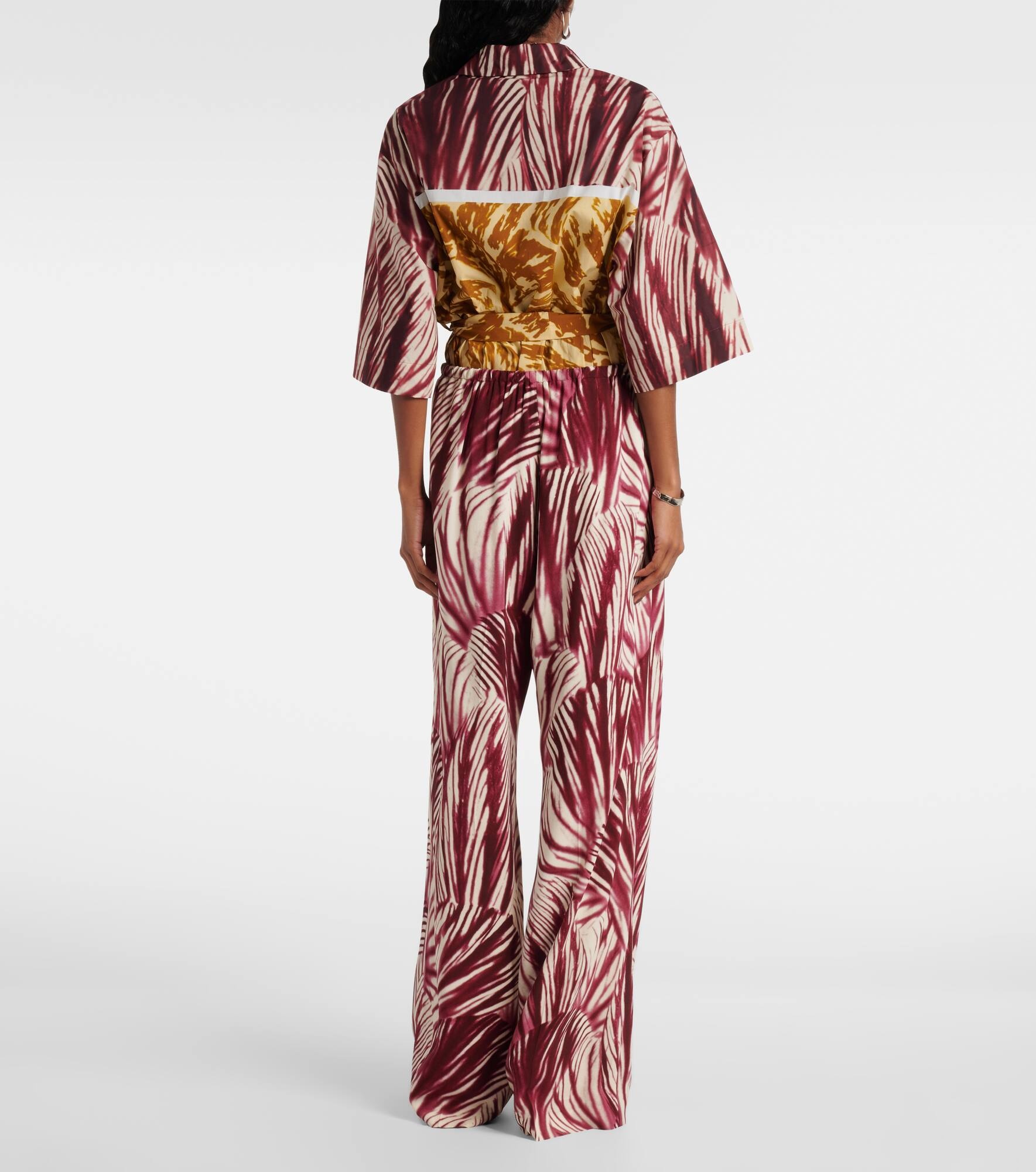 Printed crêpe wide-leg pants - 3