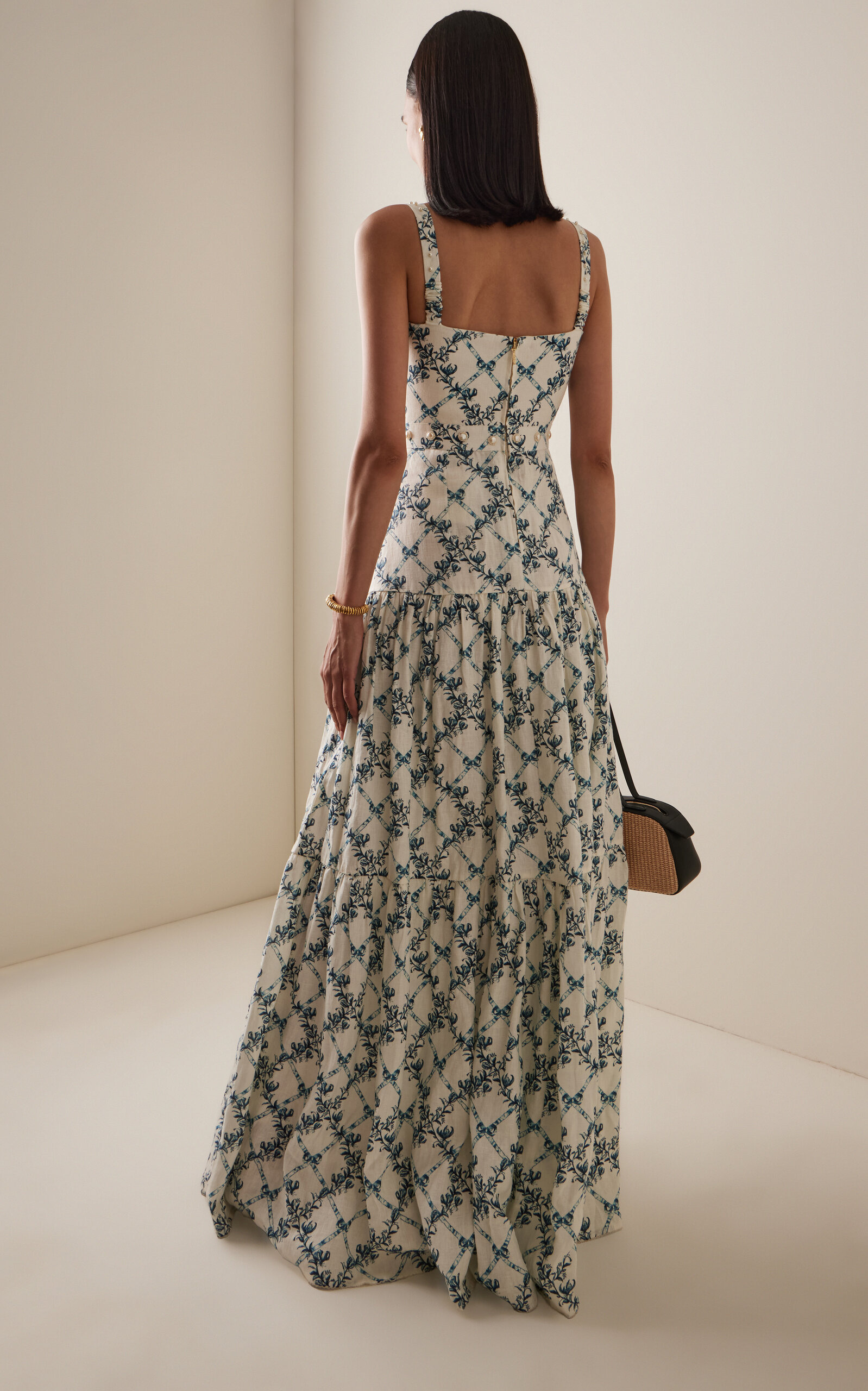 Lima Gathered Linen Maxi Dress ivory - 4