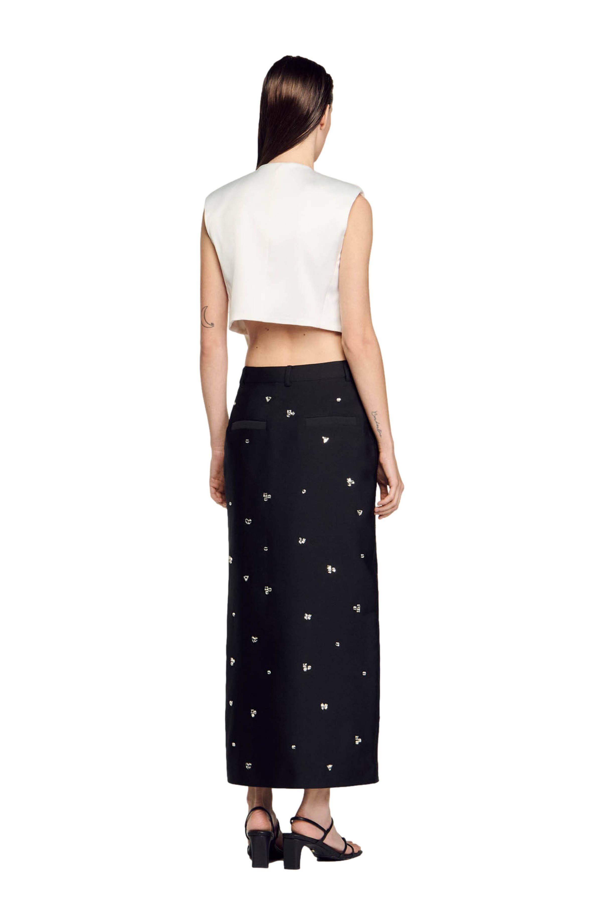 SANDRO Satin-effect crop top in White at Nordstrom - 2