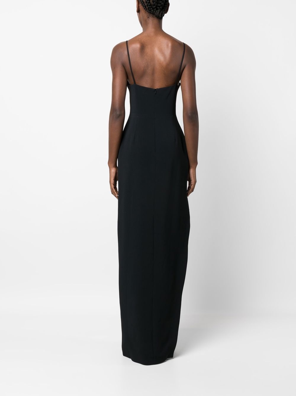 V-neck side-slit cady gown - 4