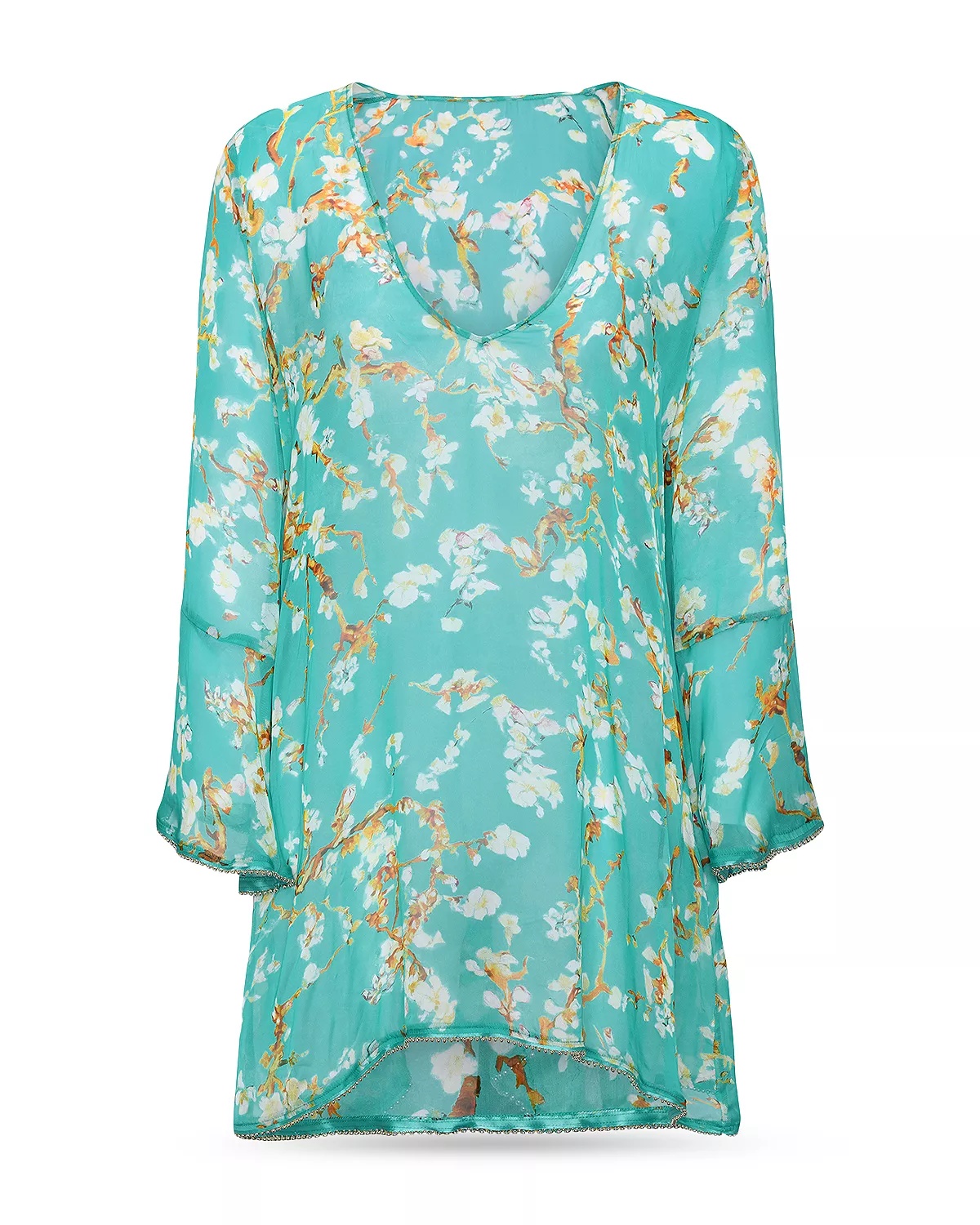 Ansley Cherry Sheer Short Swim Cover-Up Dress - 4