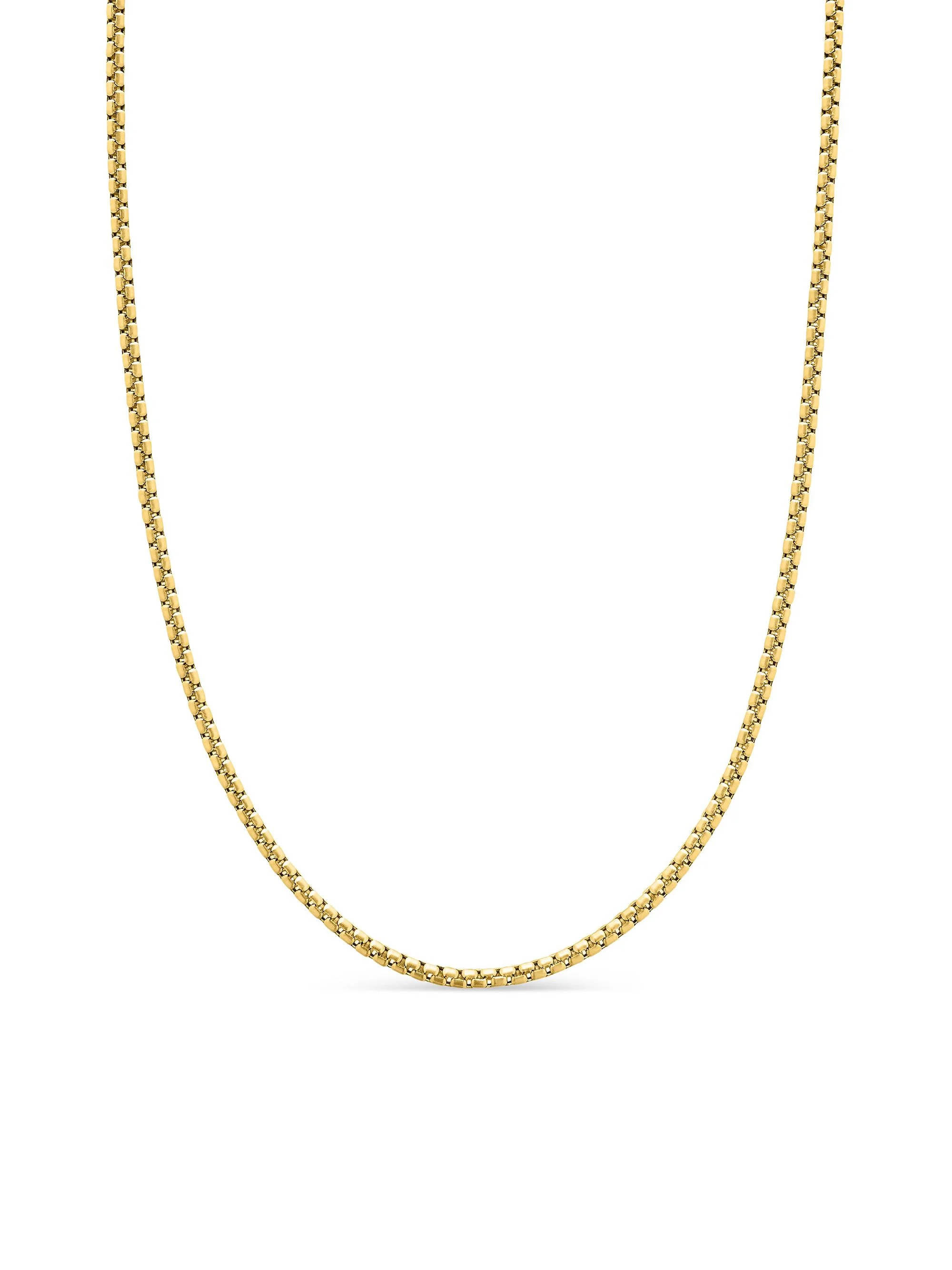 Men's Box Chain Necklace in Brushed 18K Yellow Gold - Gold - 1