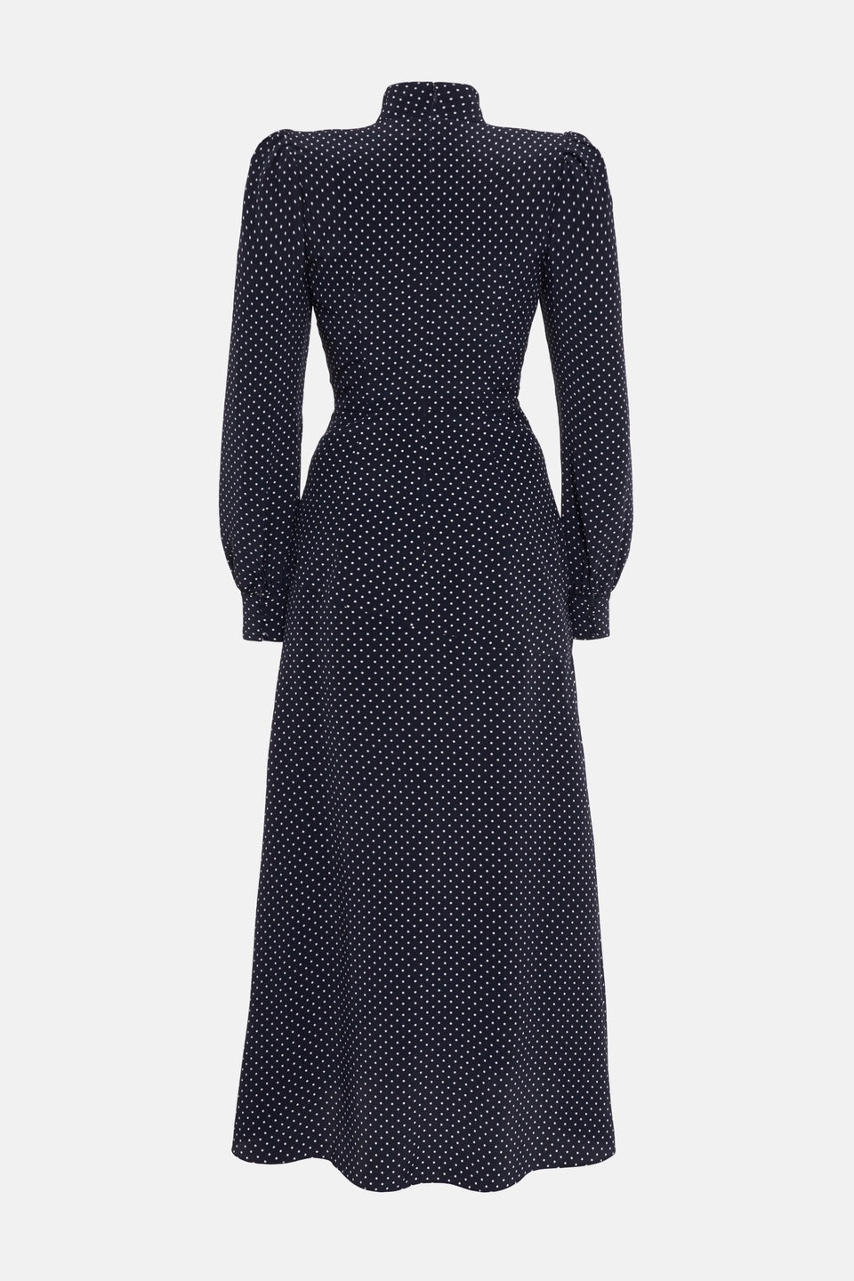 POLKA DOT SILK HIGH NECK DRESS WITH VOLANT - 2