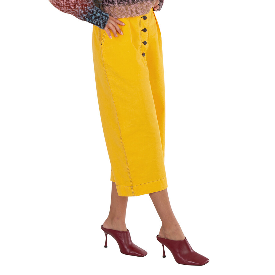 Loewe Yellow Contrast Stitch Culottes - 4