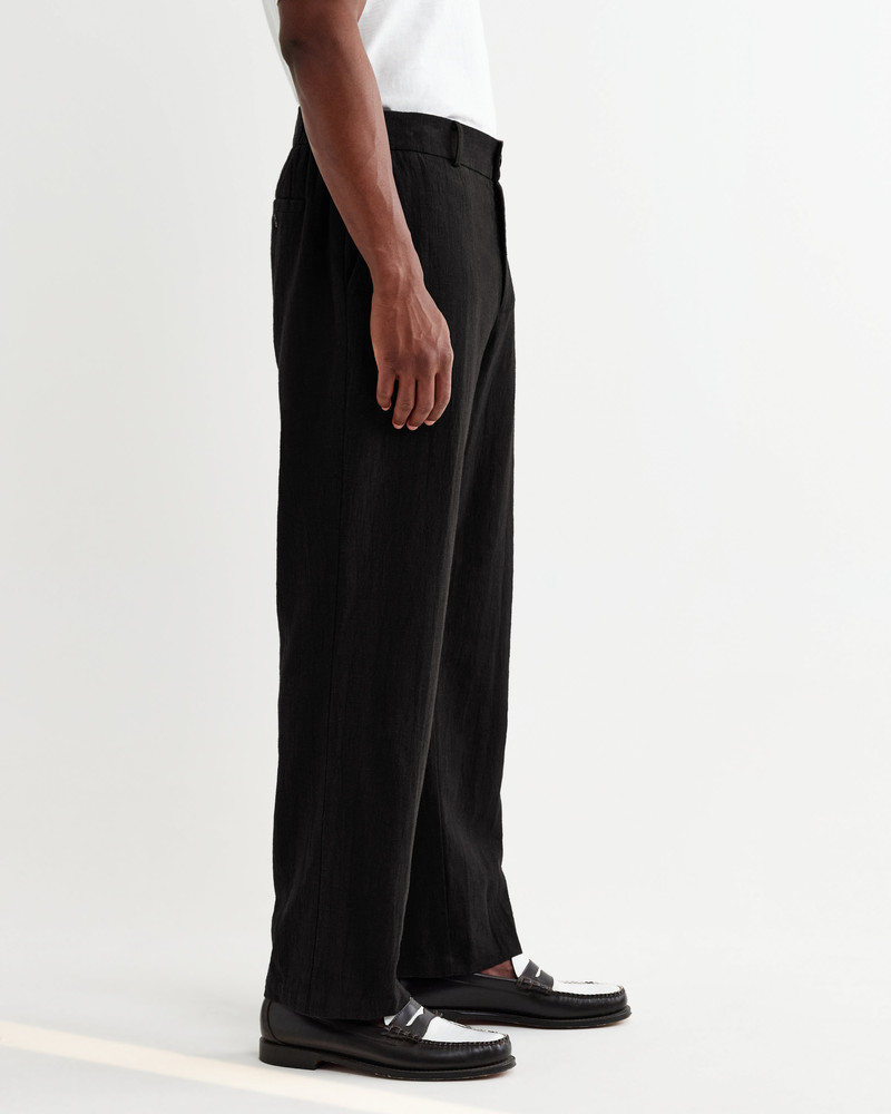 Bayham - Black Linen-Cotton Relaxed Fit Trousers 4