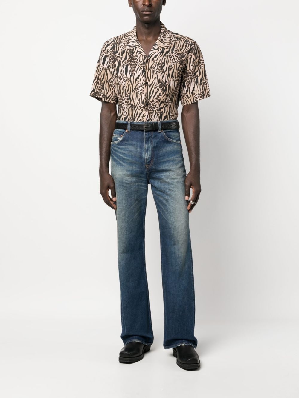 70's whiskering-effect bootcut jeans - 2