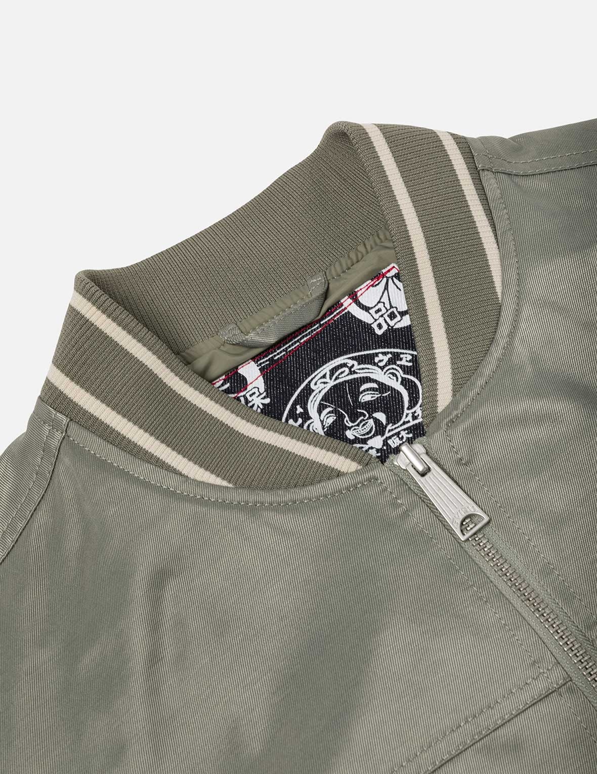 Denim Inserted Daicock with Kamon Embroidery Regular Fit Bomber Jacket - 7