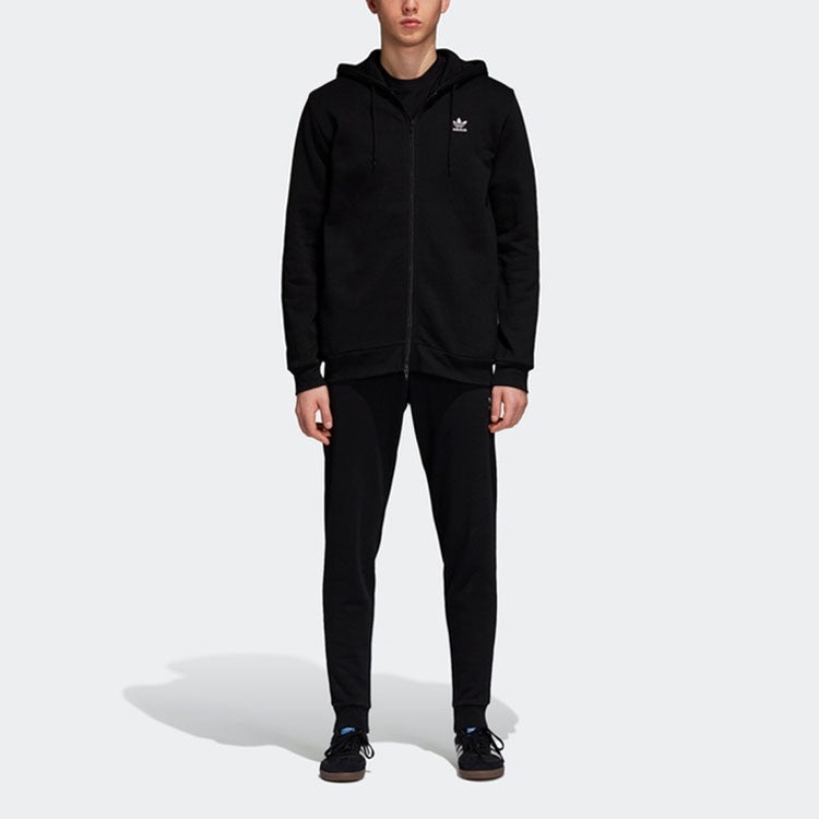 adidas adidas originals TRF FLC Hoodie Zipper Fleece Lined Stay Warm Hooded Jacket Black DN6016 REVERSIBLE