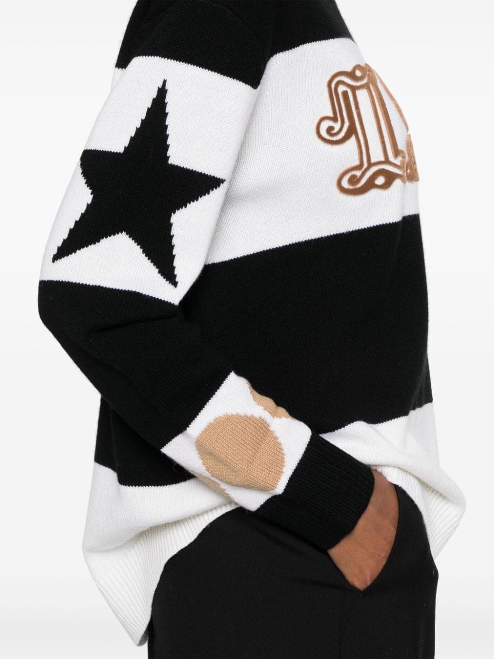 flocked-motif knitted jumper - 5
